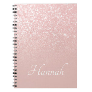 Personalised Blush Pink Glitter Ombre Notebook