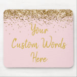 Personalised Blush Pink & Gold Boss Birthday Gift Mouse Mat<br><div class="desc">personalised birthday gift gaming gamer, custom anniversary present for her, elegant glitter new job coworker, grad graduation sparkle chic sparkly, twinkle sweet 16 quinceanera 15th, blush pink and gold mousepad mouse pad, boss secretary assistant nurse teacher, Christmas wife mum girlfriend mum, work desk accessories supplies rectangle, computer home office decor...</div>