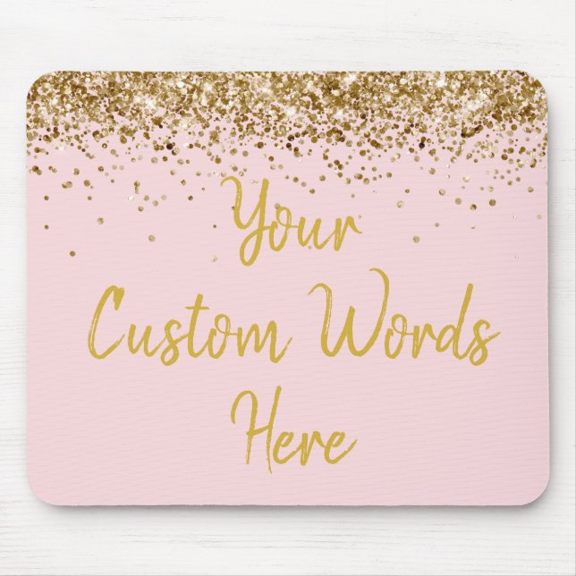 Personalised Blush Pink & Gold Boss Birthday Gift Mouse Mat (Front)
