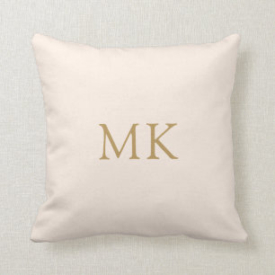 Personalised Blush Pink Gold Monogram Initials  Cushion