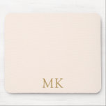 Personalised Blush Pink Gold Monogram Initials Mouse Mat<br><div class="desc">Sweet Personalised Blush Pink Gold Monogram Initials Mouse Pad. Beautiful design featuring rich antique honey gold coloured double initial monogram text on pale blush pink. Personalise with your own text. Cute accessory, great for use at your school, home, or office. We invite you to visit our store, Simon & Grace...</div>