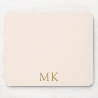 Personalised Blush Pink Gold Monogram Initials Mouse Mat