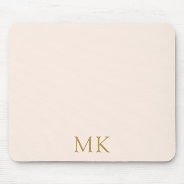 Personalised Blush Pink Gold Monogram Initials Mouse Mat (Front)