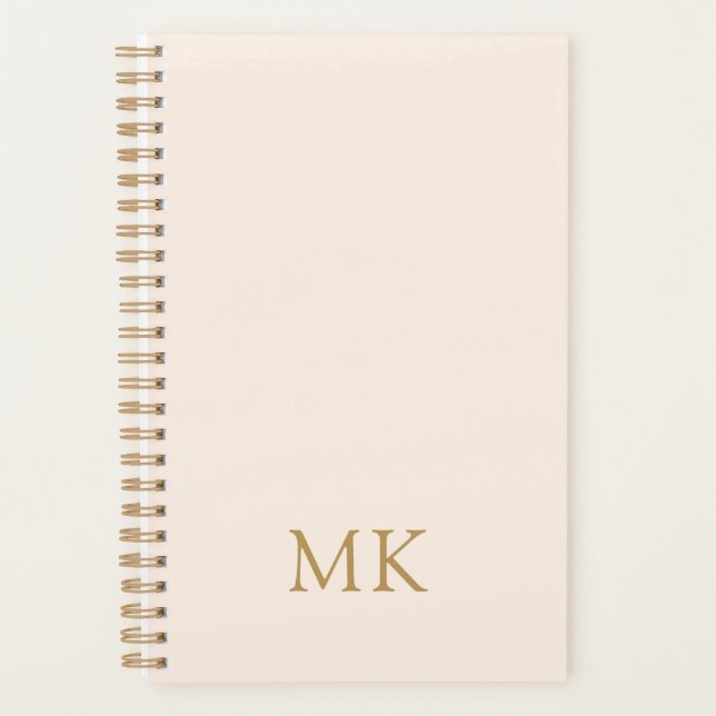 Personalised Blush Pink Gold Monogram Initials Planner (Front)
