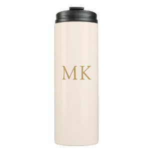 Personalised Blush Pink Gold Monogram Travel Thermal Tumbler
