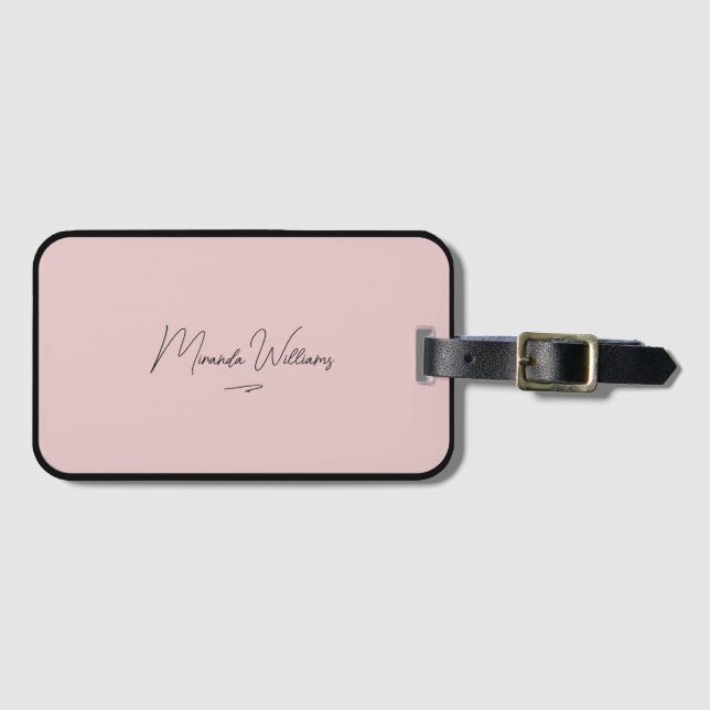 Personalised Blush Pink Handwritten Custom Name  Luggage Tag (Front Horizontal)