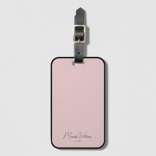 Personalised Blush Pink Handwritten Custom Name  Luggage Tag (Front Vertical)