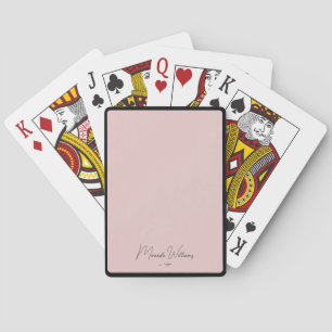 Personalised Blush Pink Handwritten Custom Name Playing Cards