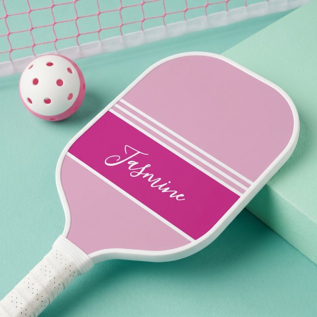 Personalised Blush Pink Magenta White Custom Name  Pickleball Paddle (Creator Uploaded)