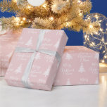 Personalised Blush Pink Merry Christmas Wrapping Paper<br><div class="desc">Personalised Pink Merry Christmas White Christmas Tree Wrapping Paper</div>