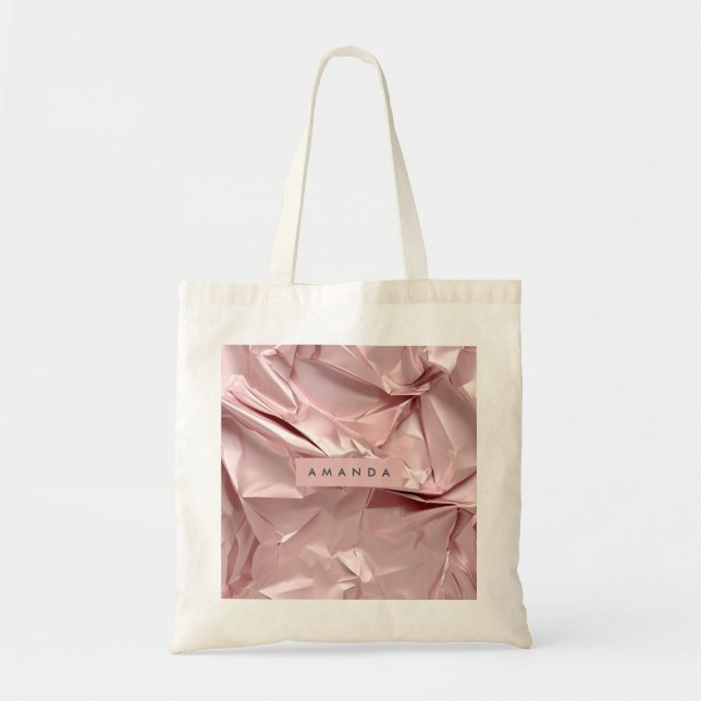 Personalised Blush Pink Metallic Abstract Tote Bag (Front)