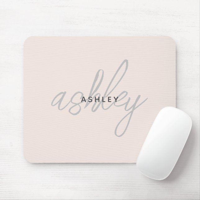 Personalised Blush Pink Monogram Mouse Mat (With Mouse)