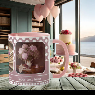 Personalised Blush Pink Photo Frame Polka Dots Mug