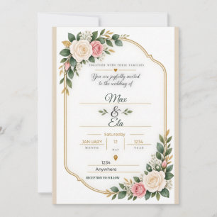 Personalised Blush Pink Rose Gold Arch Wedding Card