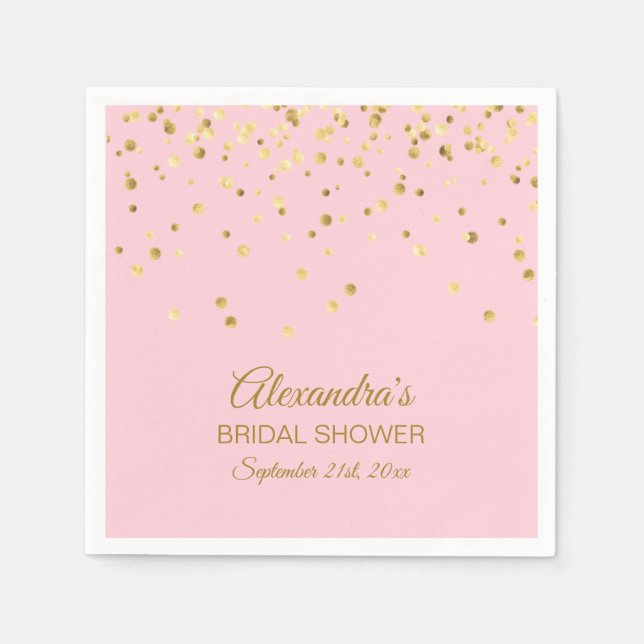 Personalised Blush Pink Rose Gold Bridal Shower Napkin (Front)