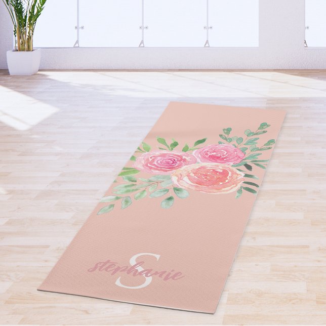 Personalised Blush Pink Roses Yoga Mat (Creator Uploaded)