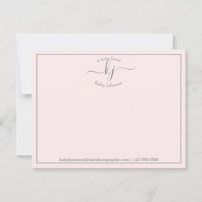 Personalised Blush Pink Script From The Desk Of Thank You Card (Front)