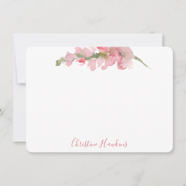 Personalised Blush Pink Watercolor Floral Bloom Card (Front)