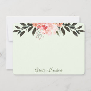 Personalised Blush Pink Watercolor Modern Greenery Card