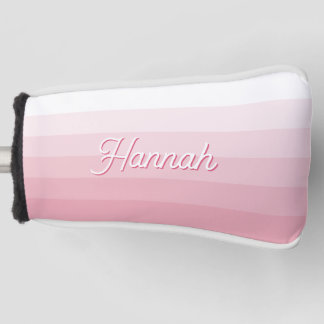 Personalised Blush Pink White Ombre Stripe Golf Head Cover