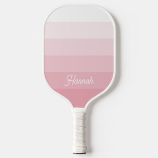 Personalised Blush Pink White Ombre Stripe Pickleball Paddle