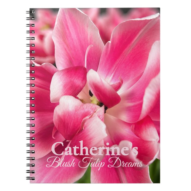 Personalised Blush Tulip Dreams Spiral Notebook  (Front)