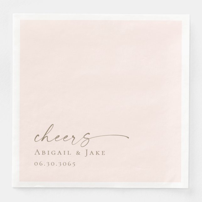 Personalised Blush Wedding Dinner Napkins (Front)