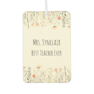 Personalised Blush Wildflower Teacher Thank You Car Air Freshener