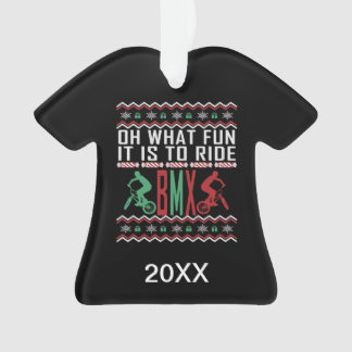 Personalised BMX Rider Ugly Christmas Sweater Ornament