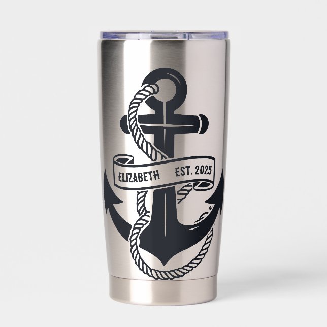 Personalised Boat Anchor With Name Insulated Tumbler (Front)