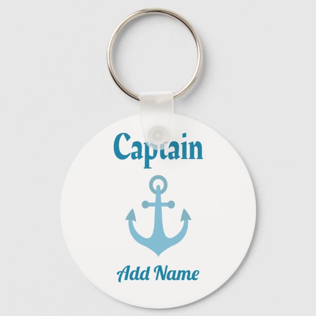 Personalised Boat Captain Anchor Key Ring (Front)