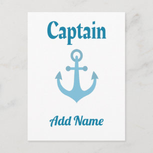 Personalised Boat Captain Anchor Postcard