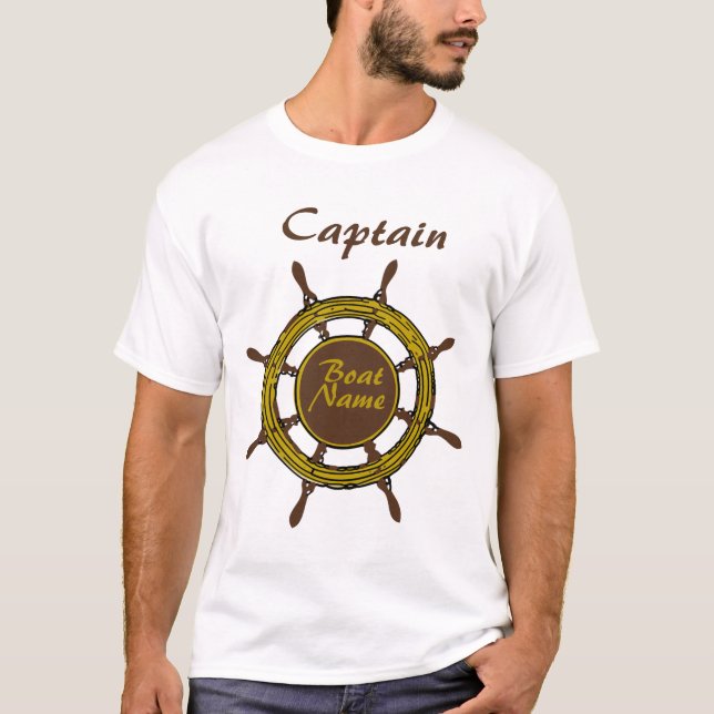 Personalised Boat Captain Name Anchor T-Shirt (Front)