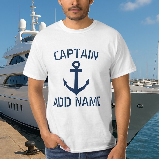 Personalised boat captain name anchor t shirts (boat captain t shirt)