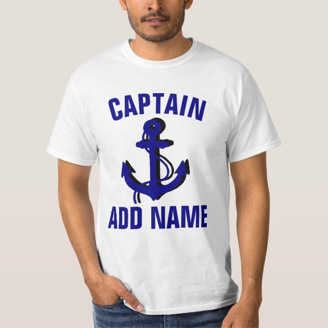 Personalised boat captain name anchor Tee (Front)