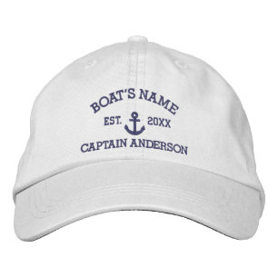 Personalised Boat & Captain Name Embroidered Hat