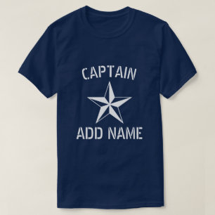 Personalised boat captain name large nautical navy T-Shirt