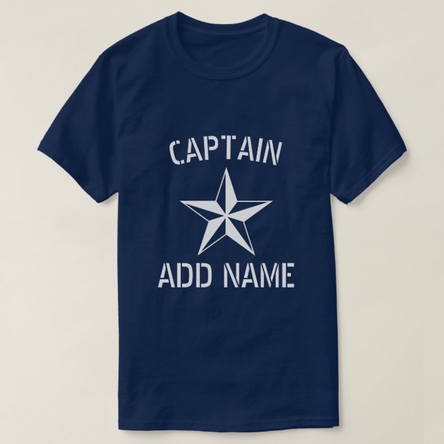 Personalised boat captain name large nautical navy T-Shirt (Design Front)