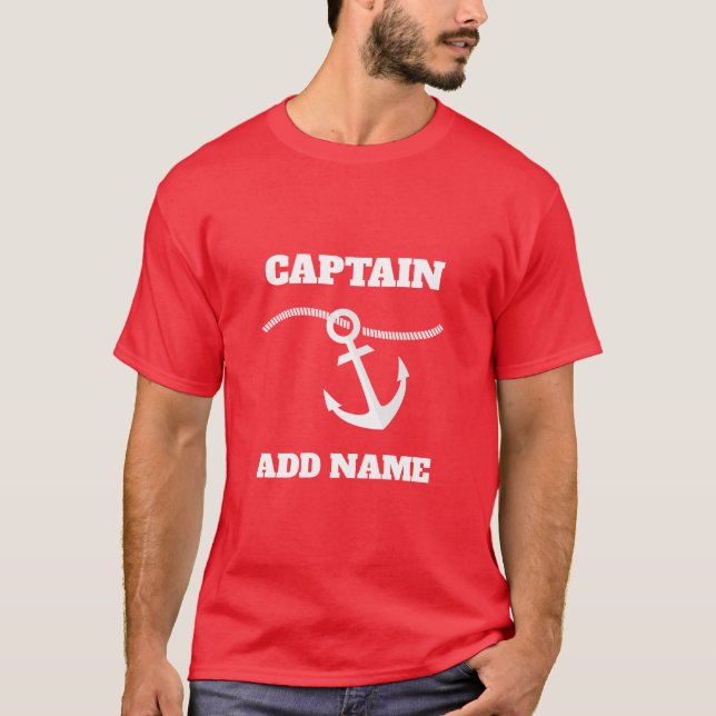 Personalised Boat Captain Name T-Shirt (Front)