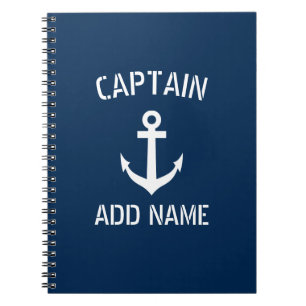 Personalised boat captain nautical anchor notebook