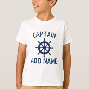Personalised boat captain nautical kids t shirt