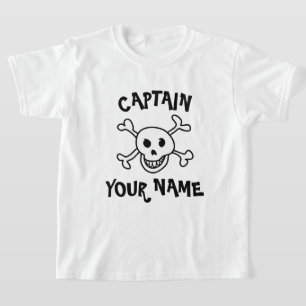 Personalised boat captain pirate t shirt for kids