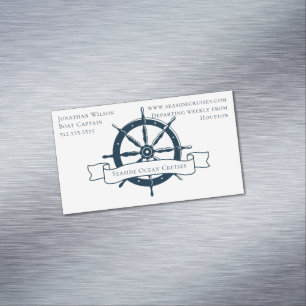 Personalised Boat Captain Vintage Nautical Wheel Magnetic Business Card