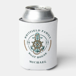 Personalised Boat House Anchor Boat Wheel Year Est Can Cooler