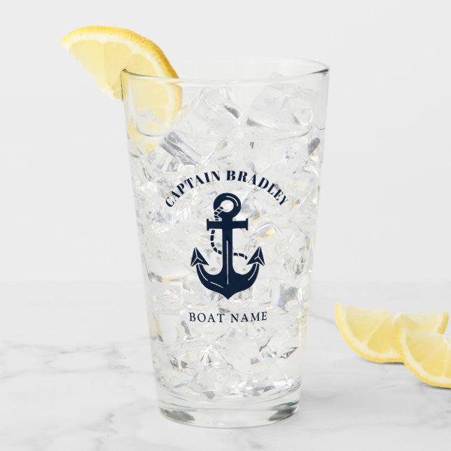 Personalised Boat Name and Captain Gift Glass (Front Ice)