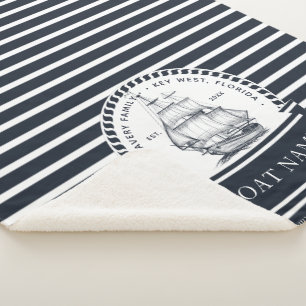 Personalised Boat Name Nautical Sherpa Blanket