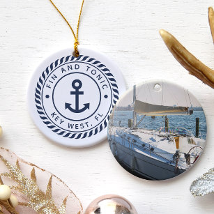 Personalised Boat Name & Photo   Nautical Ceramic Tree Decoration