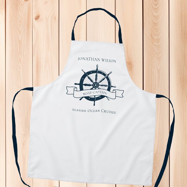 Personalised Boat Nautical Wheel Beach Cruise Chef Apron (Creator Uploaded)