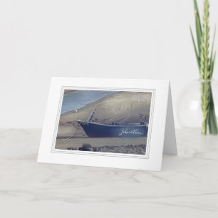 Personalised boat on Cornish beach Card