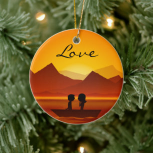 Personalised Boating Couple Mountain LOVE Ornament